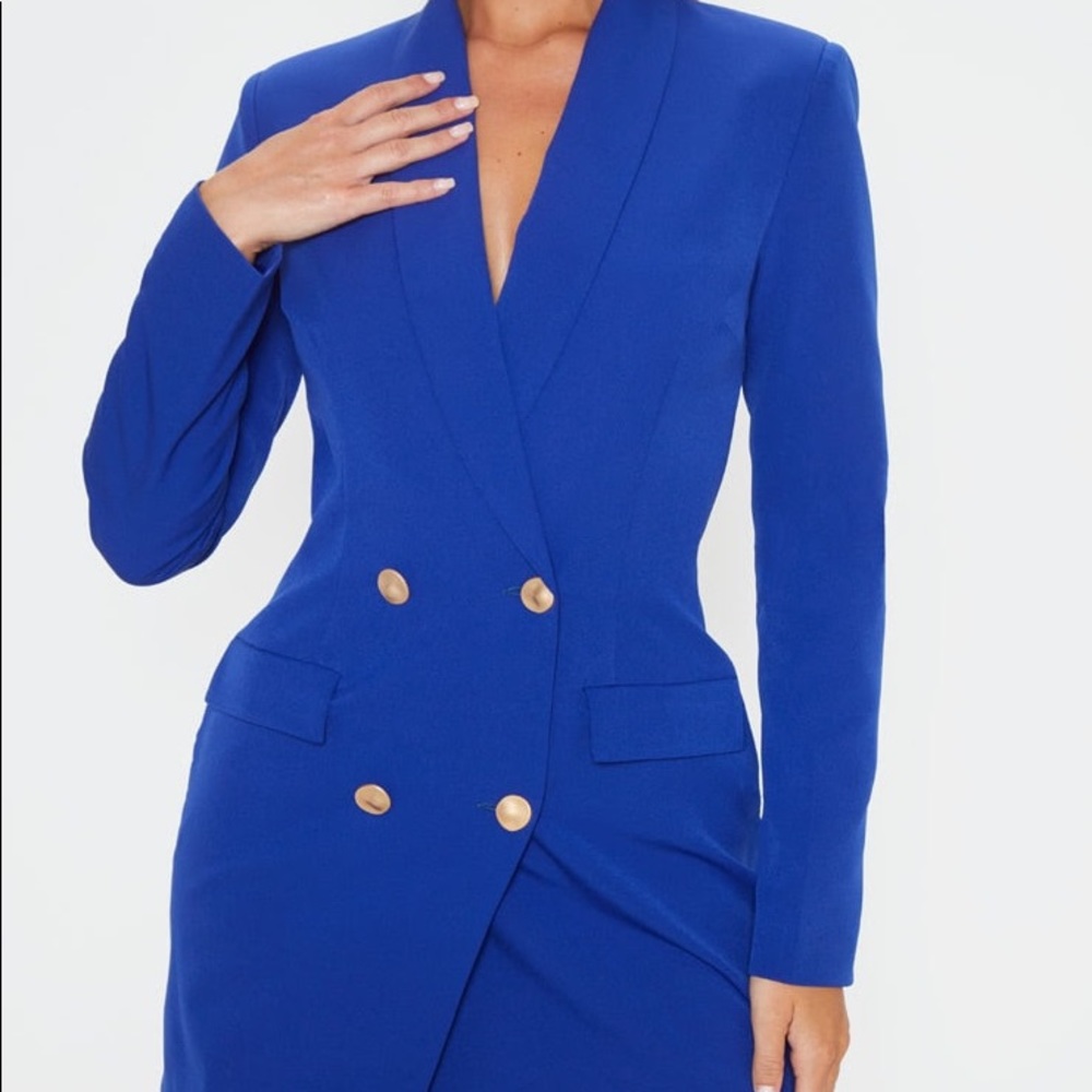 BLUE BLAZER DRESS GOLD BUTTONS SIZE 6 FROM PLT